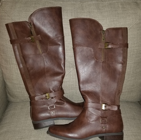 G by Guess | Shoes | Guess Chocolate Brown Riding Boots Wide Calf ...